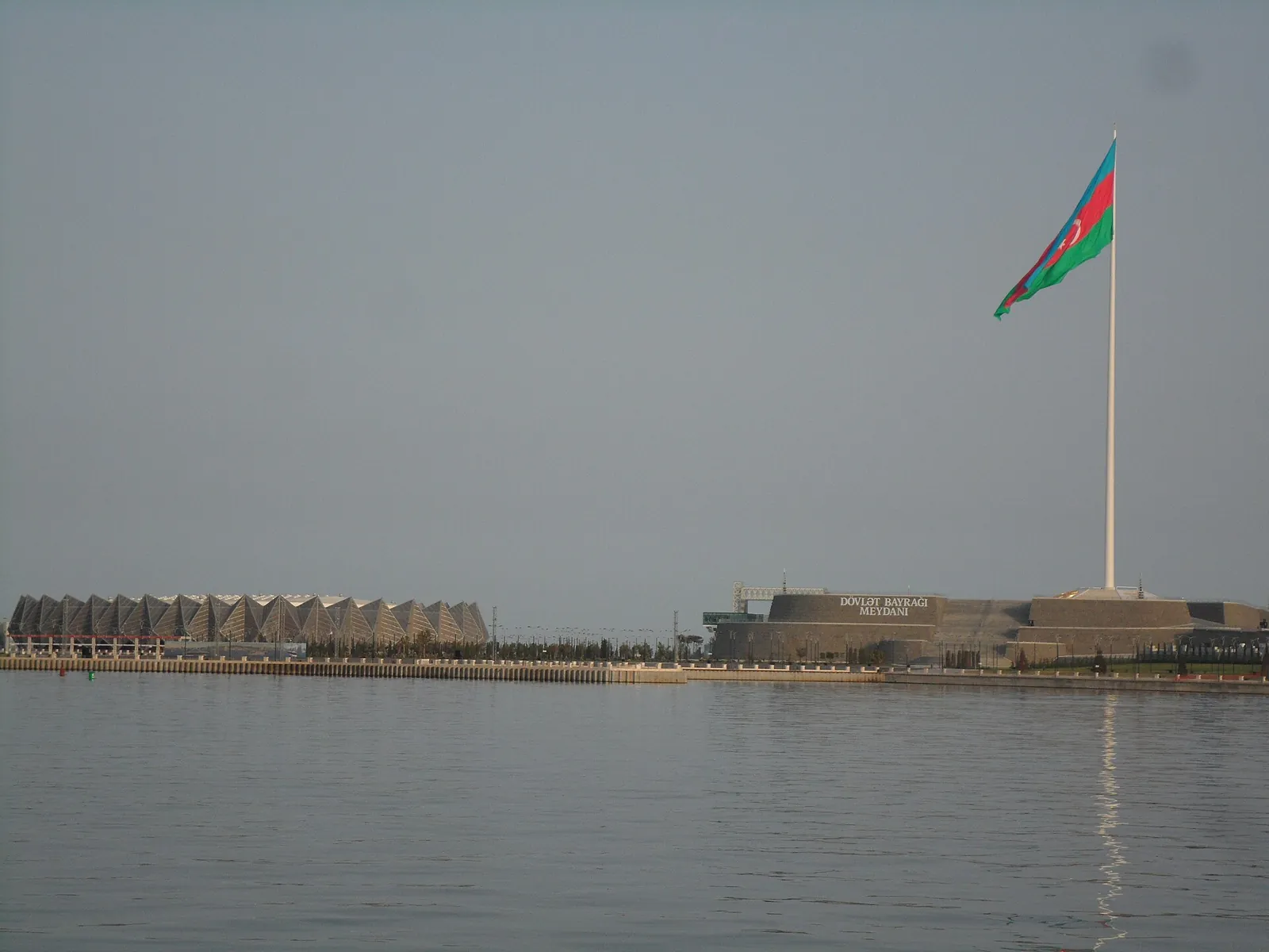 The finished Crystal Hall and the State Flag Square seen from the water, 2012.